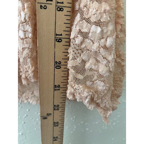 Reba Womens Tan Lace High Neck Short Sleeve Top L Rare - Picture 11 of 12